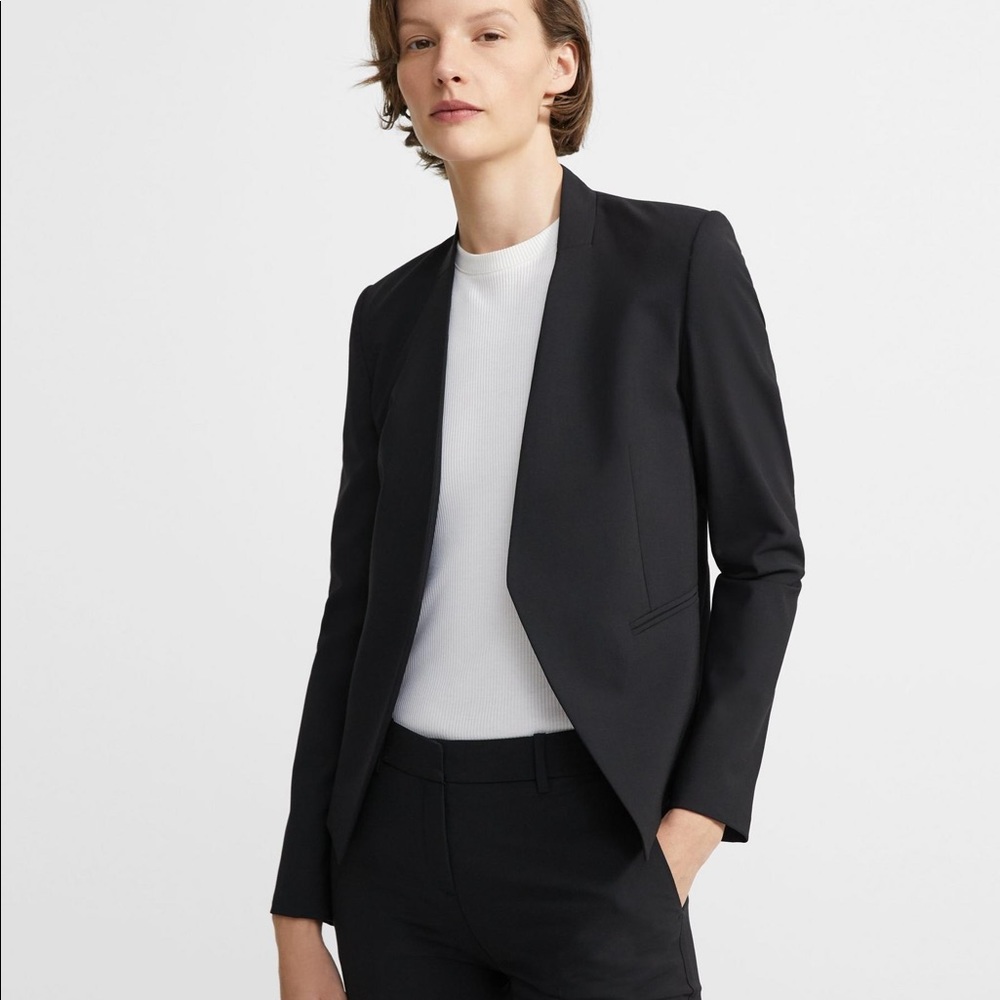 Theory open blazer, navy, size 8.